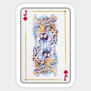 Leopard Head Jack of Diamonds Playing Card Sticker